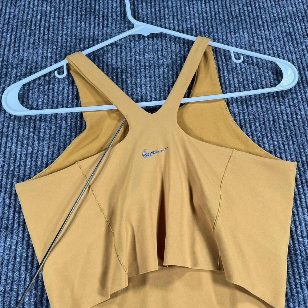 Nike Yoga Tank Top Womens Small Yellow Dri-FIT Athletic Racerback Halter Shirt